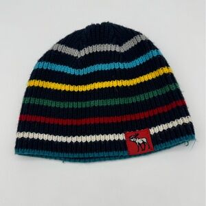 Vintage Abercrombie Kids Striped Beanie winter hat Moose logo boys one size